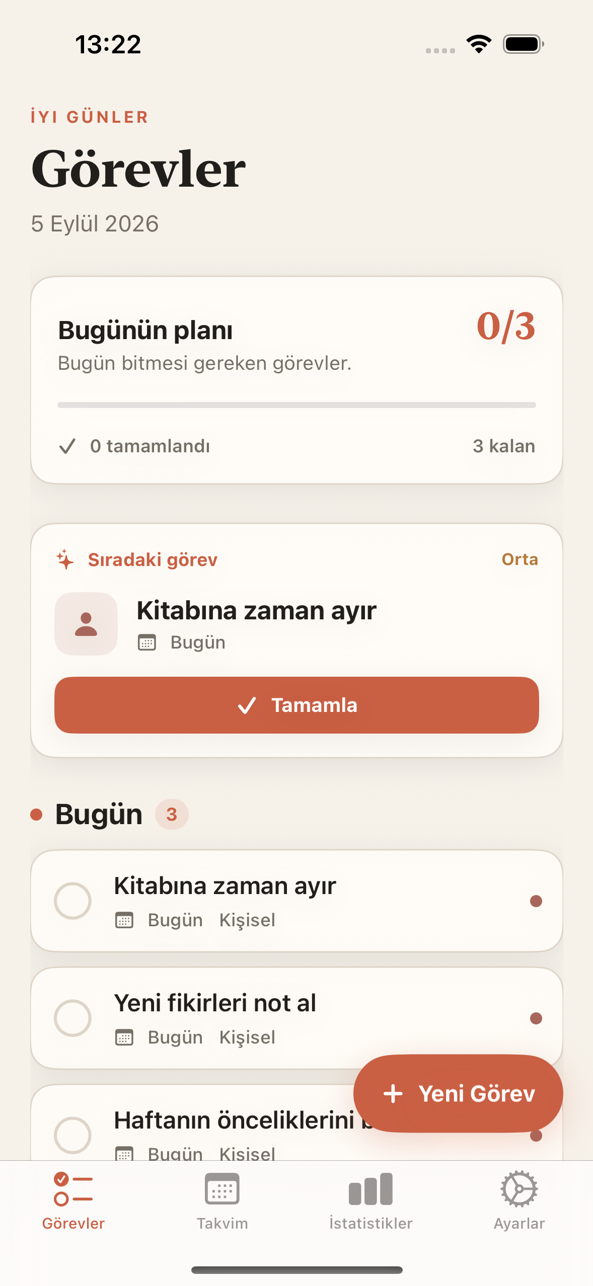 Plenio Görevler ekranı